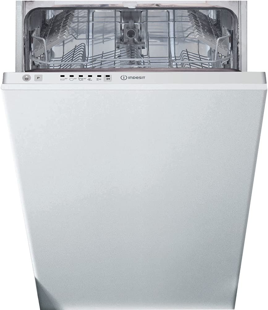 Indesit DSIE 2B10 lave-vaisselle Entièrement intégré 10 places A+ - Lave-vaisselles (Entièrement intégré, Blanc, Compact (45 cm), Noir, Blanc, Boutons, Tactil, 1,3 m) [Classe énergétique F]